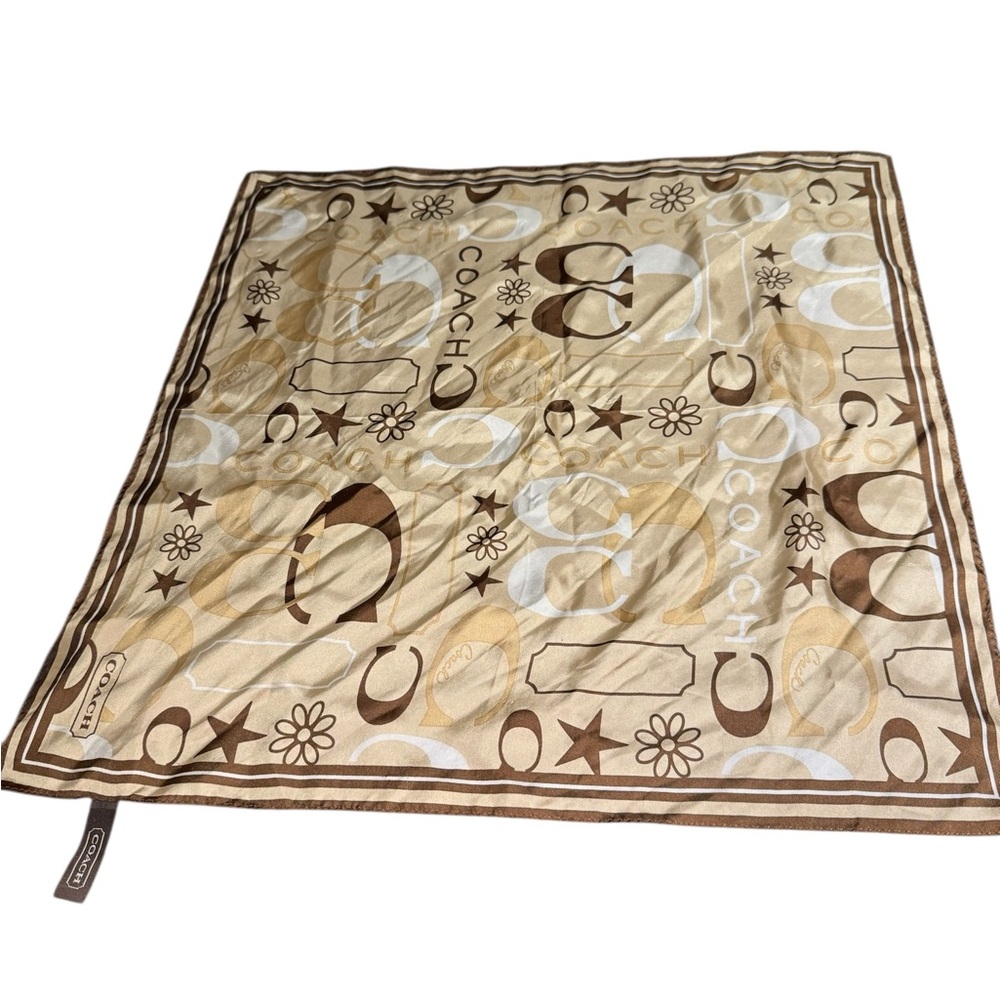 Bundle of Coach Tan and Brown Patterned Scarf